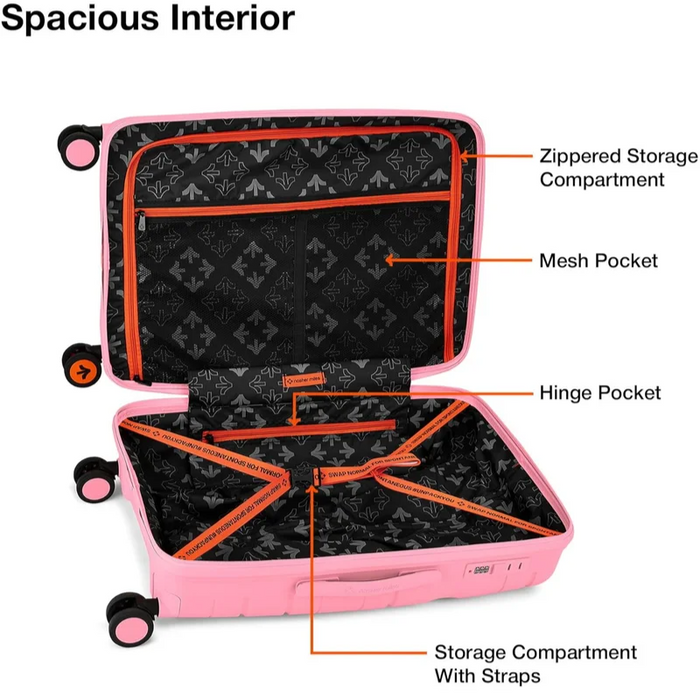 Nasher Miles Paris Hard-Sided Polypropylene Luggage Set of 2 Trolley Bags (65 & 75 Cm) Medium & Large, Pink