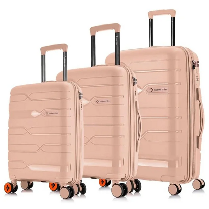Nasher Miles Paris Hard-Sided Polypropylene Luggage Set of 3 Peach Trolley Bags (55, 65 & 75 Cm) Small, Medium & Large