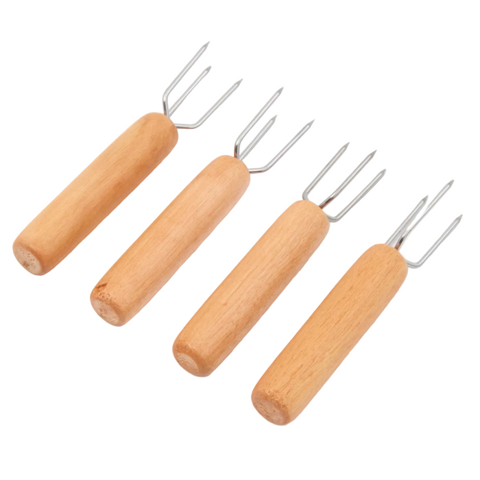 4-Pcs. Corn Cob Holder Wooden Handle