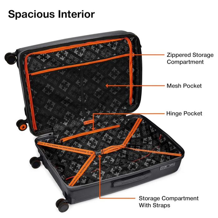 Nasher Miles Antwerp TSA Lock & Expander Hard-Sided Polypropylene Set of 3 Black Small, Medium & Large Trolley Bags (55, 65 & 75 Cm)