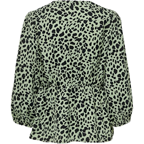 Only - Masumi 3/4 Wrap Top Medium Green/Black Spot