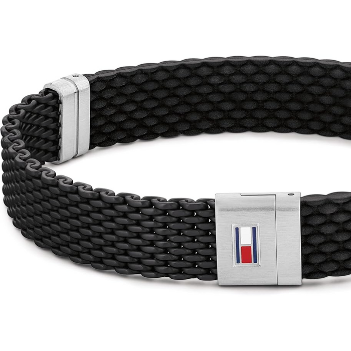 Tommy Hilfiger Men's Stainless Steel Black Silicone Bracelet - 2790240S