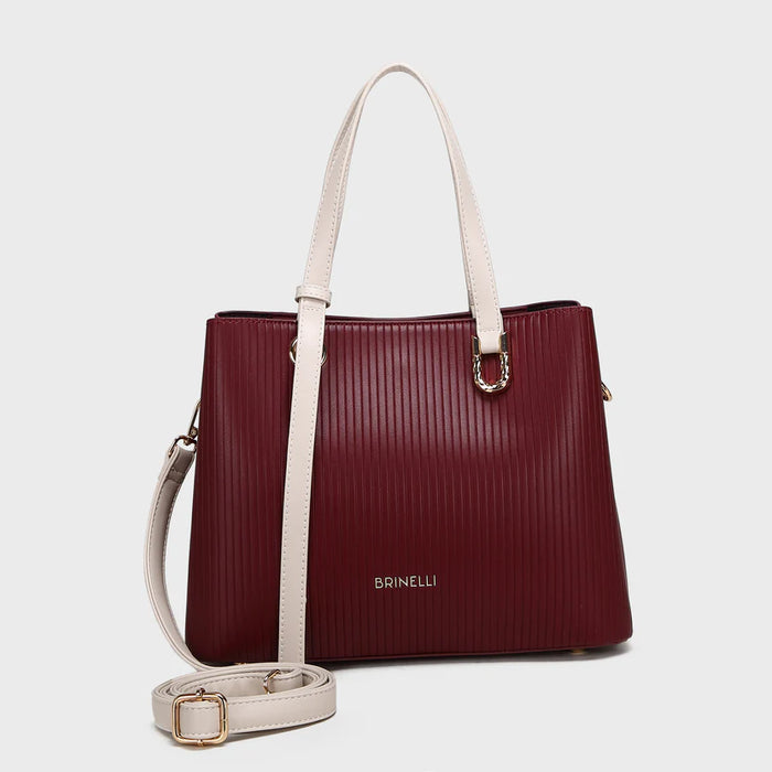 Brinelli Duchess Structured Tote Bag Wine & Ivory