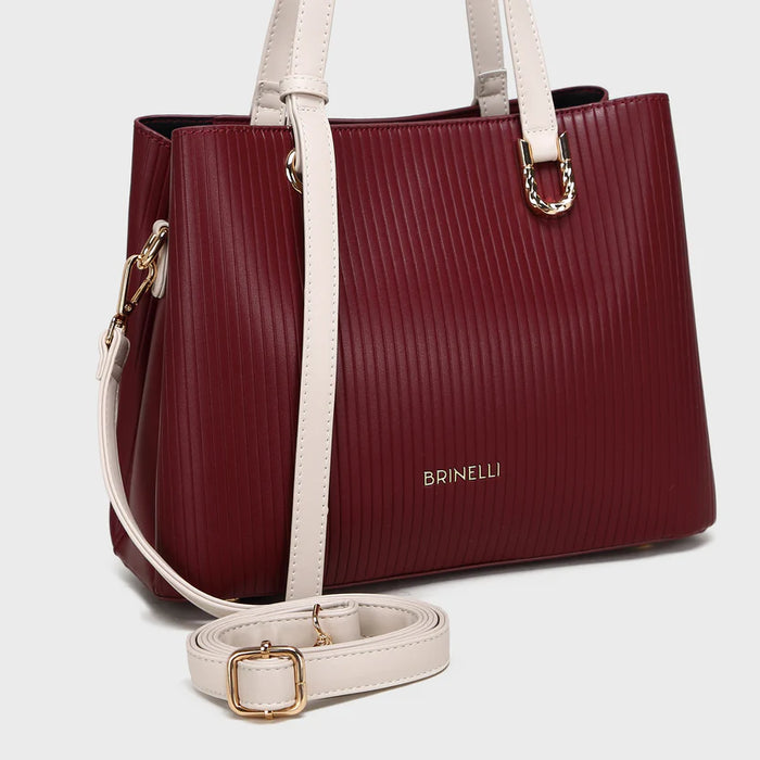 Brinelli Duchess Structured Tote Bag Wine & Ivory