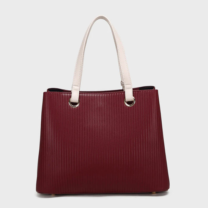 Brinelli Duchess Structured Tote Bag Wine & Ivory