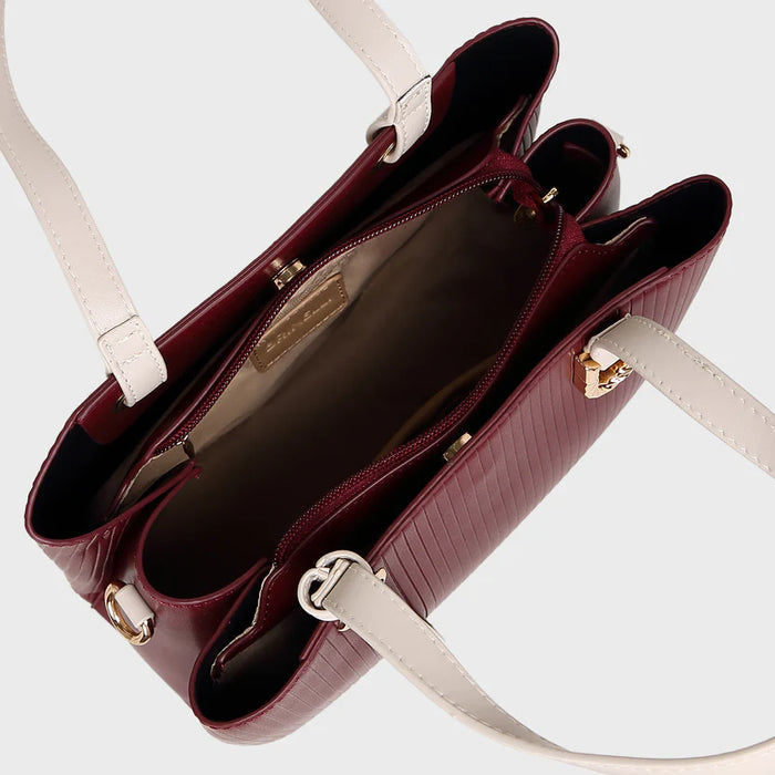 Brinelli Duchess Structured Tote Bag Wine & Ivory