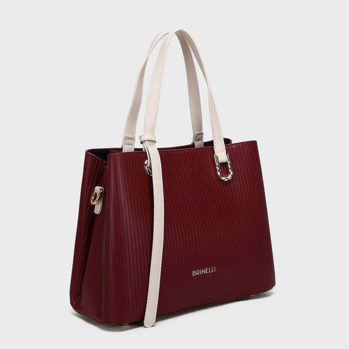 Brinelli Duchess Structured Tote Bag Wine & Ivory