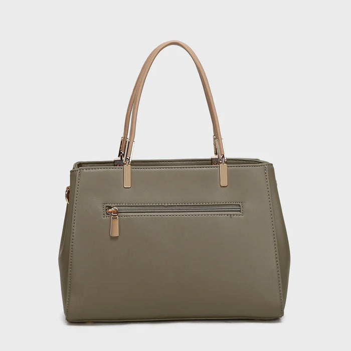 Brinelli Twofold Shoulder Tote Bag Olive Green & Tan