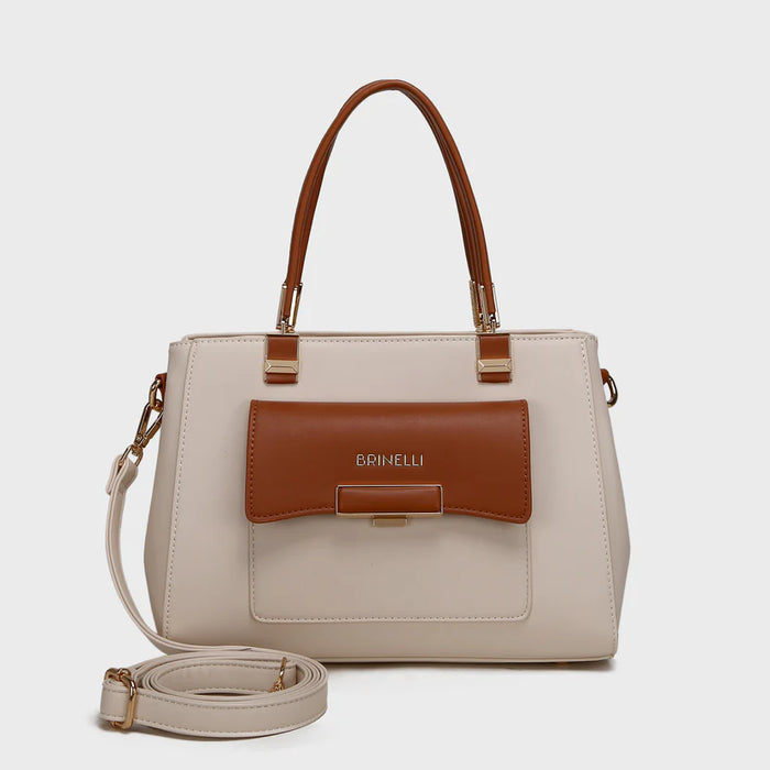 Brinelli Twofold Shoulder Tote Bag Ivory and Tan