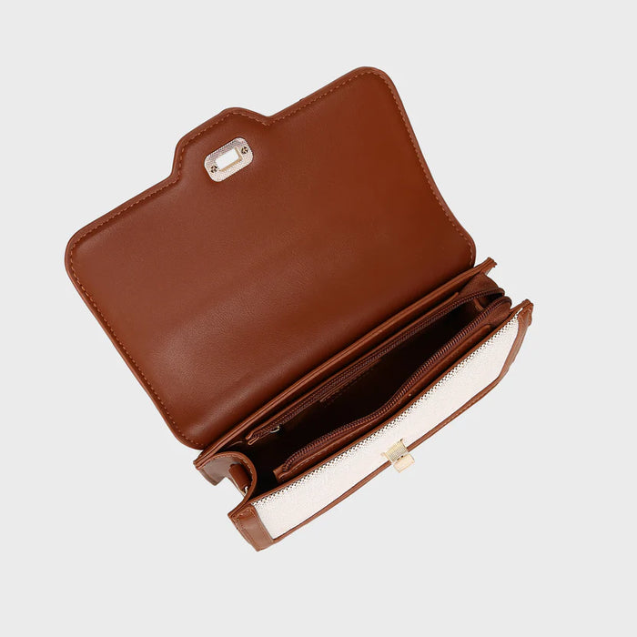 Brinelli Ava Shoulder Crossbody Bag Brown/Off White