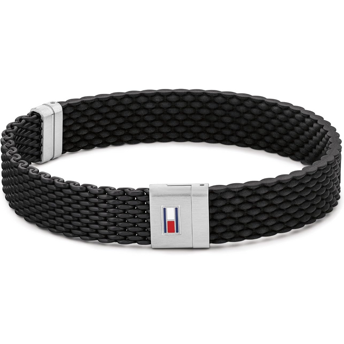 Tommy Hilfiger Men's Stainless Steel Black Silicone Bracelet - 2790240S