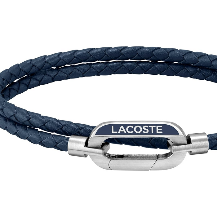 Lacoste Men's Stainless Steel Blue Leather Bracelet - 2040112