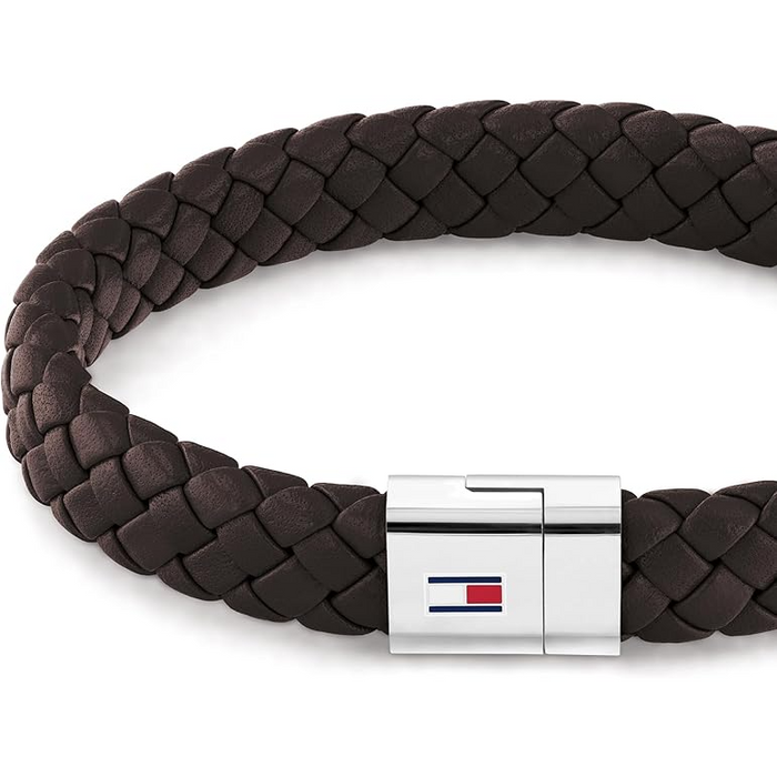 Tommy Hilfiger Men's Stainless Steel Brown Leather Bracelet - 2790330