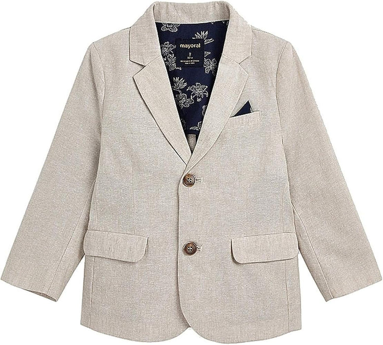 Mayoral - Little Boys Long Sleeve Blazer Beige