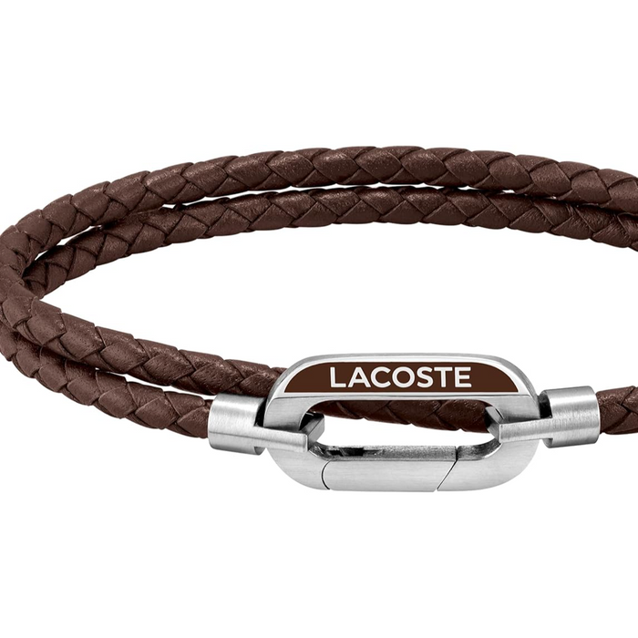 Lacoste Men's Stainless Steel Brown Leather Bracelet - 2040113