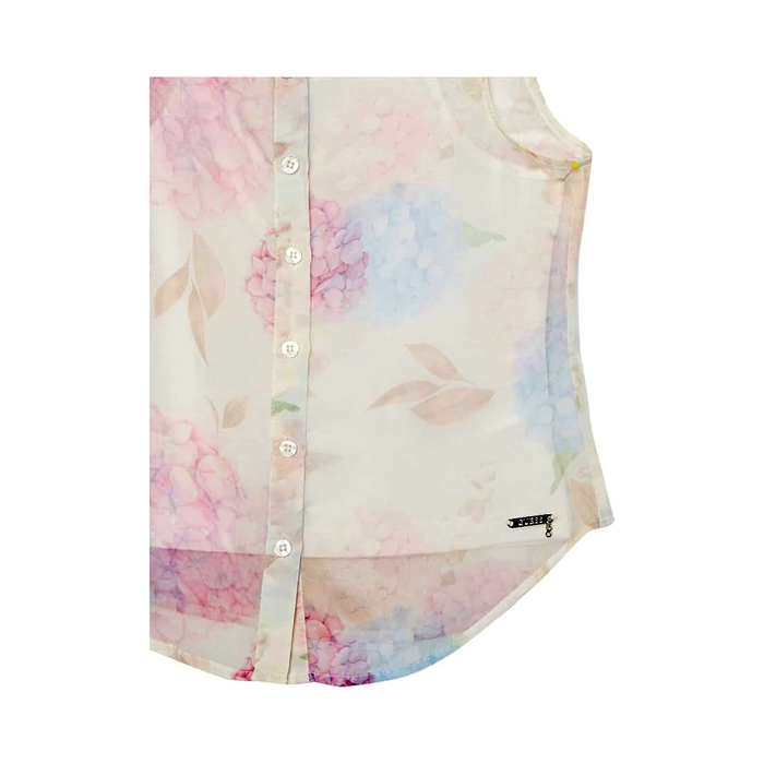 GUESS - Girls' Chiffon All Over Print Sleeveless Button Up Shirt