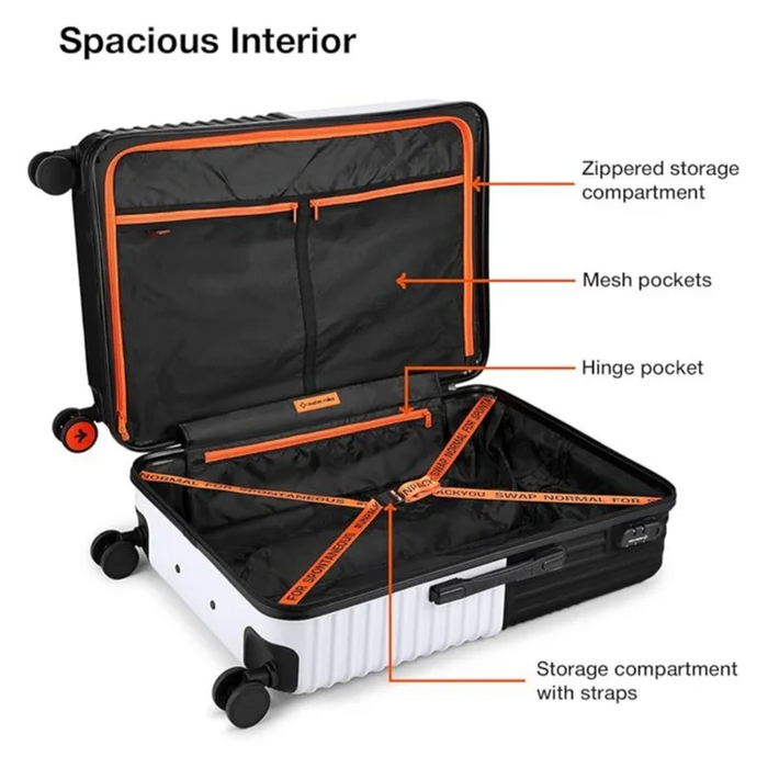 Nasher Miles Istanbul Hard-Sided ABS and PC Luggage Set of 3 Black White Small, Medium & Large Trolley Bags (55, 65 & 75 cm)