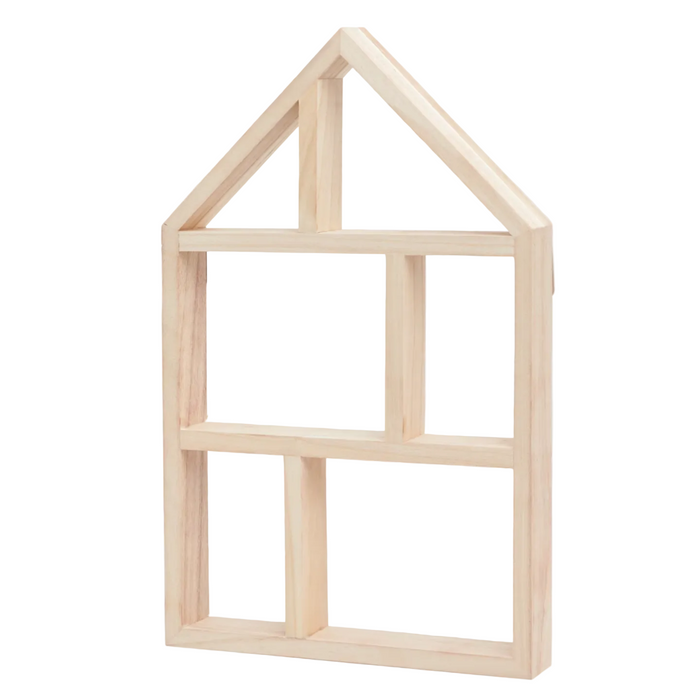 Wooden House-Shaped Wall Shelf