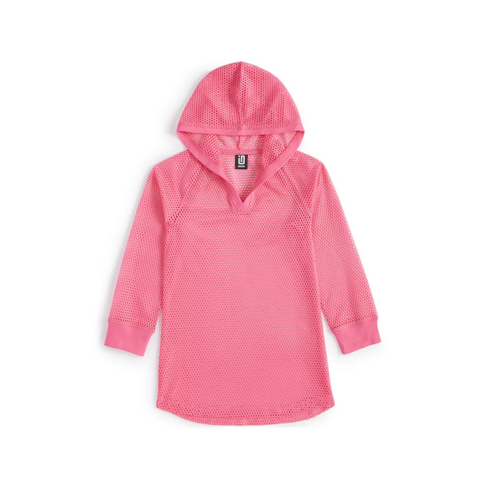 ID Ideology - Big Girls Mesh Long-Sleeve Hooded Cover-Up