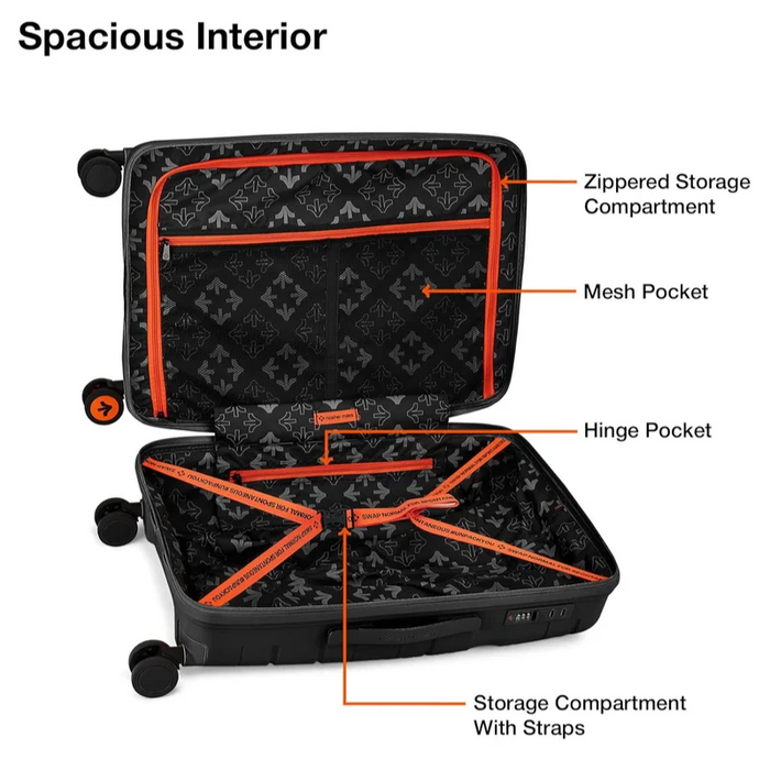 Nasher Miles Paris Hard-Sided Polypropylene Luggage Set of 3 Black Trolley Bags (55, 65 & 75 Cm) Small, Medium & Large