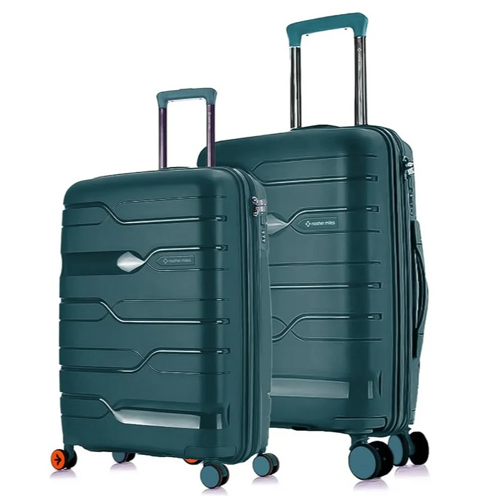 Nasher Miles Paris Hard-Sided Polypropylene Luggage Set of 2 Dark Green Trolley Bags (65 & 75 Cm) Medium & Large