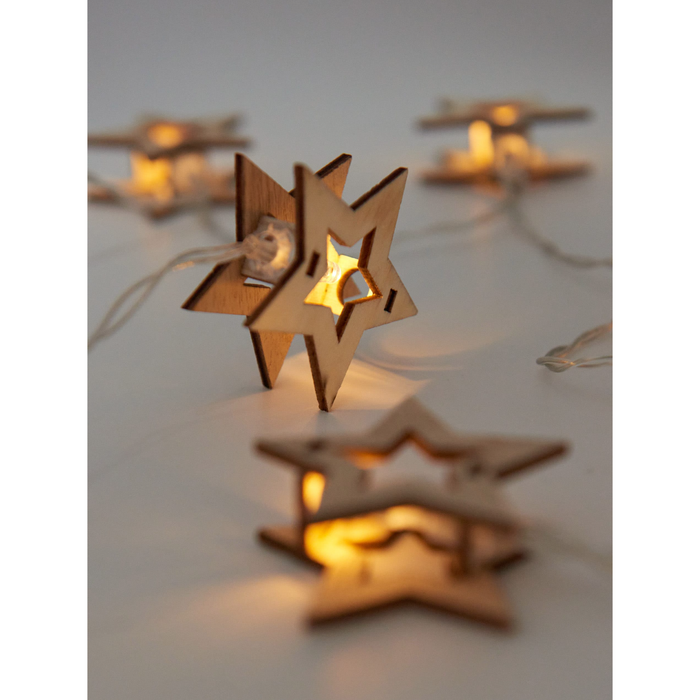 LED Wooden Star Lights (Battery Operated)