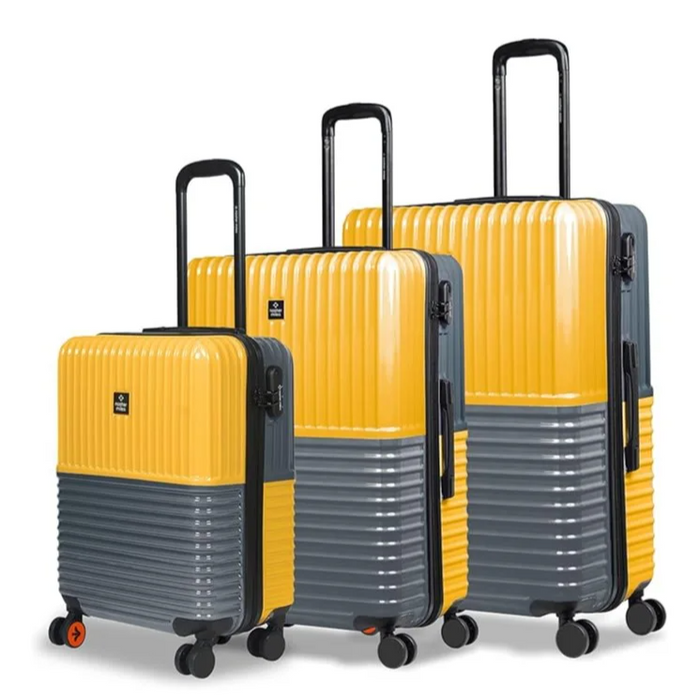 Nasher Miles Istanbul Hard-Sided ABS and PC Luggage Set of 3 Yellow Grey Small, Medium & Large Trolley Bags (55, 65 & 75 cm)