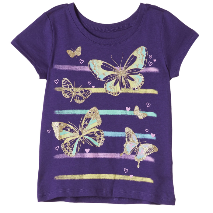 The Children's Place - Toddler Girls Short Sleeve Butterfly Graphic