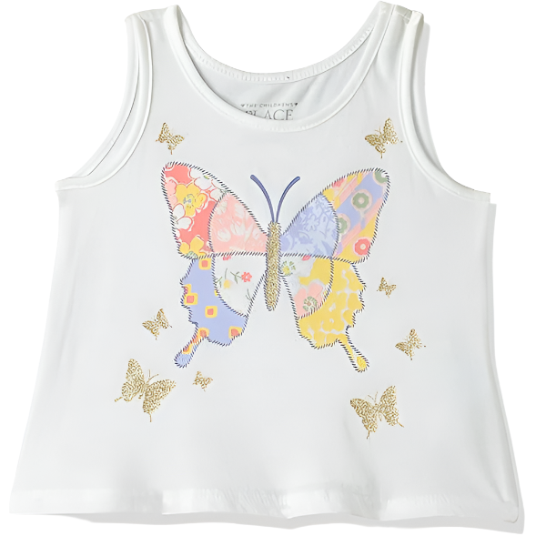The Children's Place - Toddler Girls Sleeveless Tank Top Butterfly Graphic White