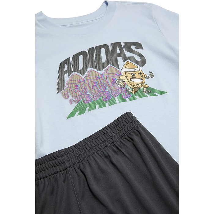 Adidas - Toddler Boys 2-Pc. Short Sleeve T-Shirt and Shorts Blue/Grey