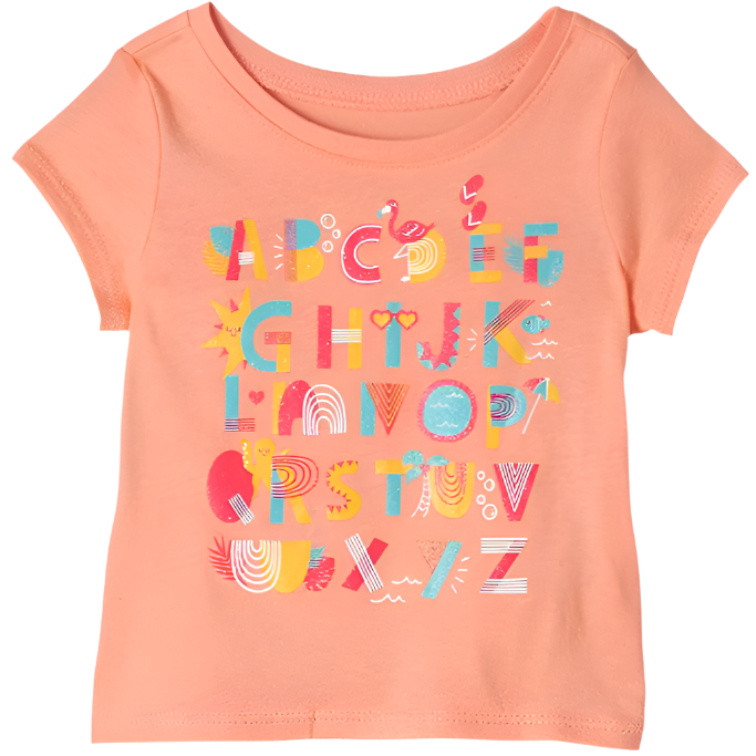 The Children's Place - Toddler Girls Short Sleeve Fun Alphabet Graphic (9M-12M)