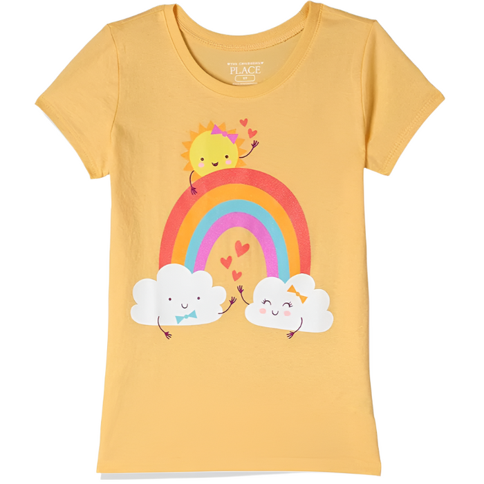 The Children's Place - Toddler Girls Short Sleeve Rainbow Clouds Graphic (9M-12M)