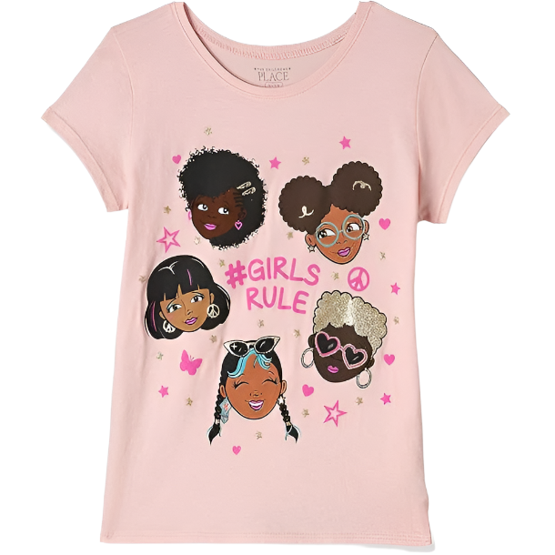 The Children's Place - Little Girls Short Sleeve T-Shirt Girls Rule Graphic