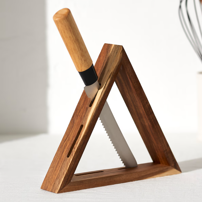 Triangular Wooden Knife Block