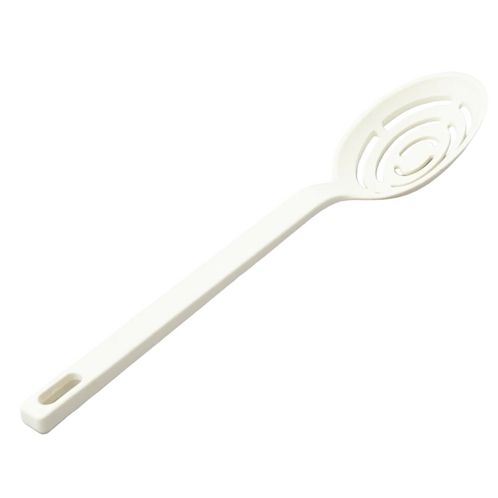 Solid Plastic Slotted Cooking Spoon White
