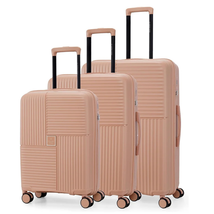 Nasher Miles Singapore Hard-Sided Polypropylene Luggage Set of 3 Champagne Trolley Bags (55, 65 & 75 cm)