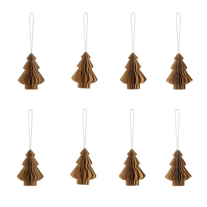 8-Pcs Paper Christmas Tree Ornaments (Beige)