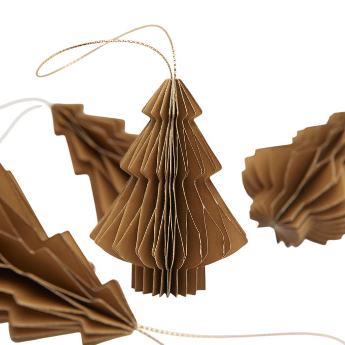 8-Pcs Paper Christmas Tree Ornaments (Beige)