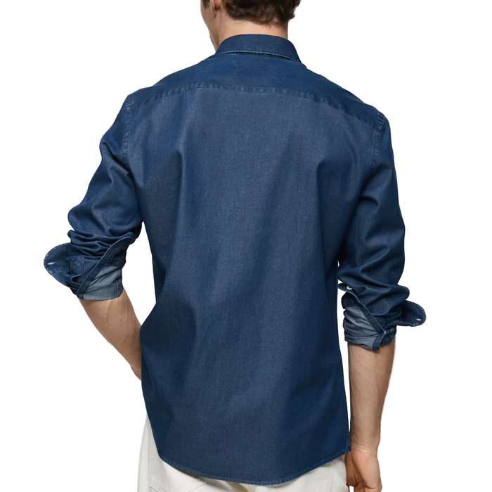 Mango Men Fitted Cotton Chambray Shirt