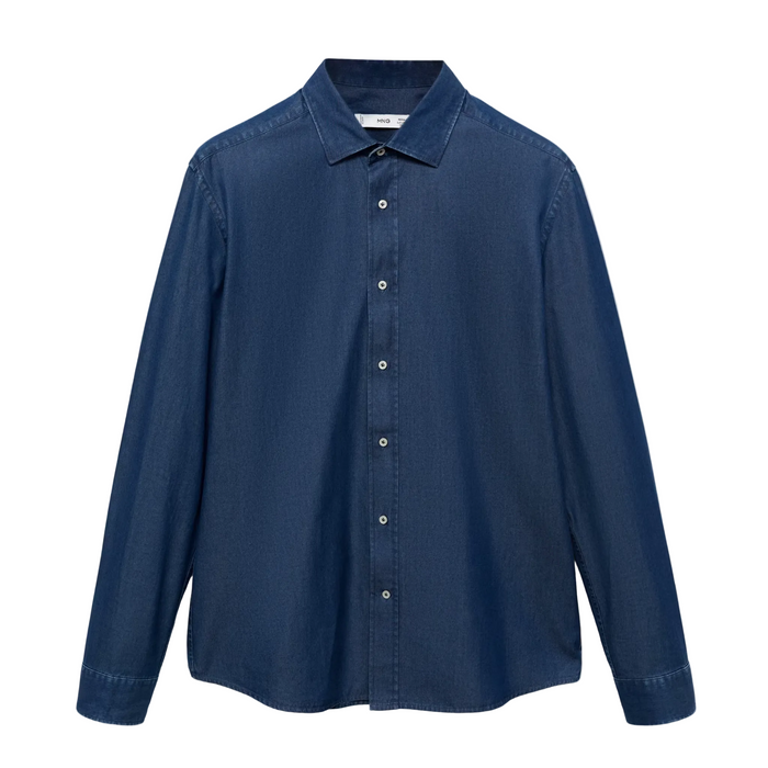 Mango Men Fitted Cotton Chambray Shirt