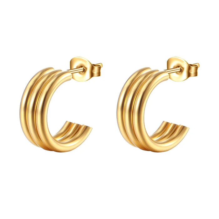 Reriti - Intensiity 18K Gold Plated Multi C Hoop Earrings
