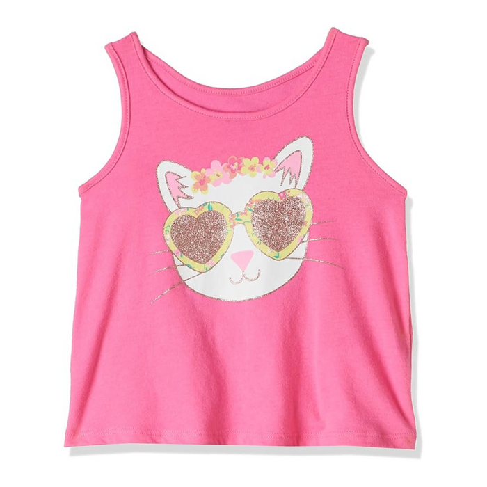 The Children's Place - Toddler Girls Basic Tank Shirt Cat Graphic