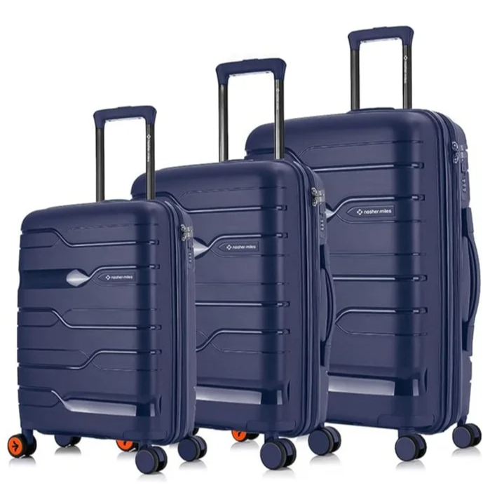 Nasher Miles Paris Hard-Sided Polypropylene Luggage Set of 3 Navy Blue Trolley Bags (55, 65 & 75 Cm) Small, Medium & Large