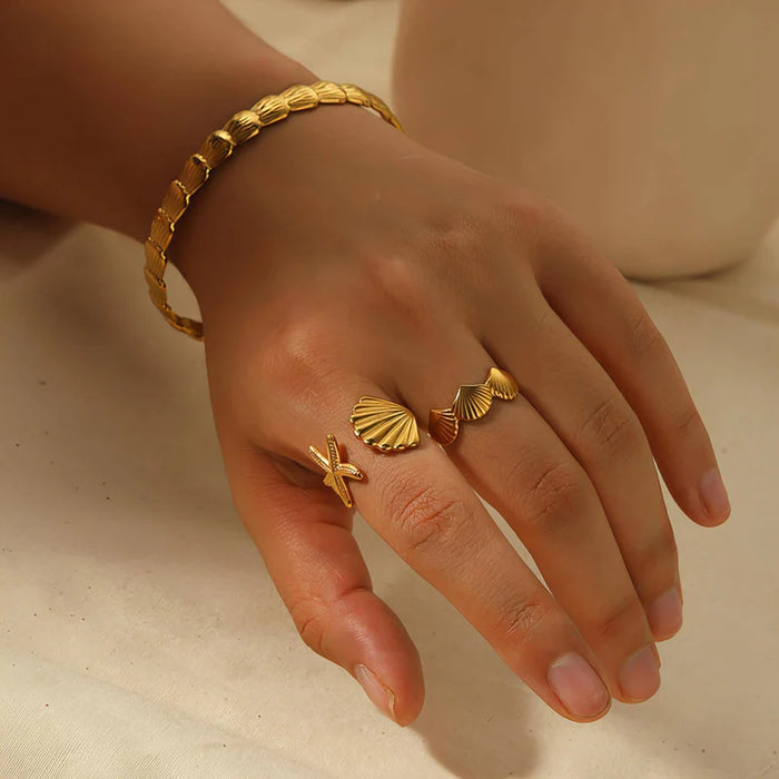 Reriti - Intensiity 18K Gold Plated Finger Ring - Sea