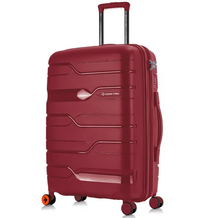 Nasher Miles Paris Hard-Sided Polypropylene Check-in Luggage 24 Inch | 65 Cm Spinner Trolley Bag, Medium Maroon