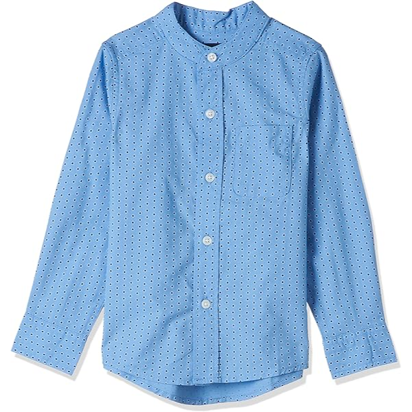 The Children's Place - Big Boys Long Sleeve Grandad Collar Button Down Shirt