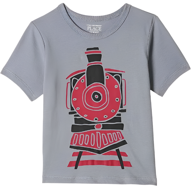 The Children's Place - Toddler Short Sleeve T-Shirt Train Graphic Grey