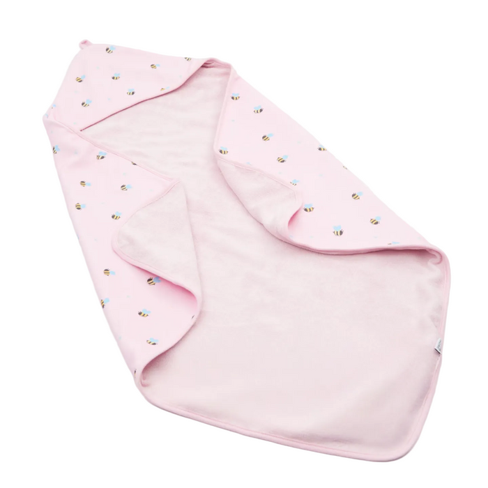 Hooded Baby Swaddle Wrap with Bee Print