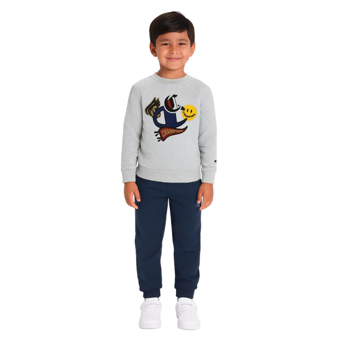 Champion Little Boys - Raisin Purple Sweater & Black Sweatpants