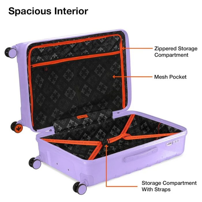 Nasher Miles Vienna Hard-Sided Polypropylene Check-in Luggage Purple 24 Inch |65cm Trolley Bag Medium